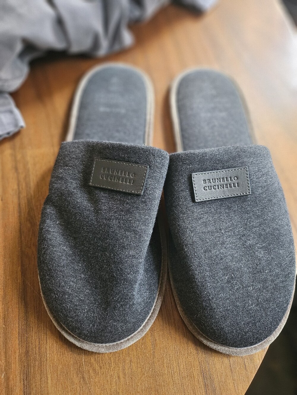 Brunello Cucinelli Charcoal Felt Unworn Slip-On Loafers Leather Soles Large